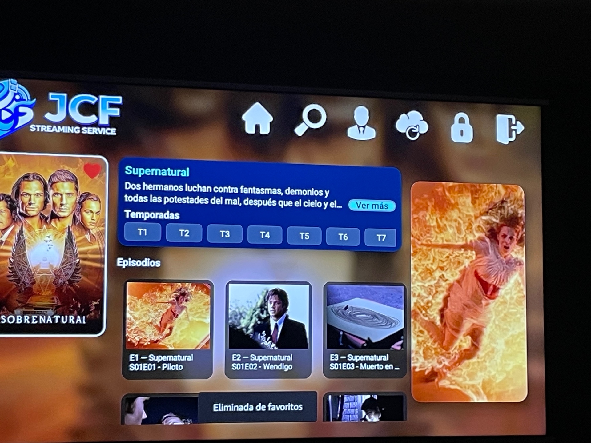 Interfaz de JCF Streaming — Series completas