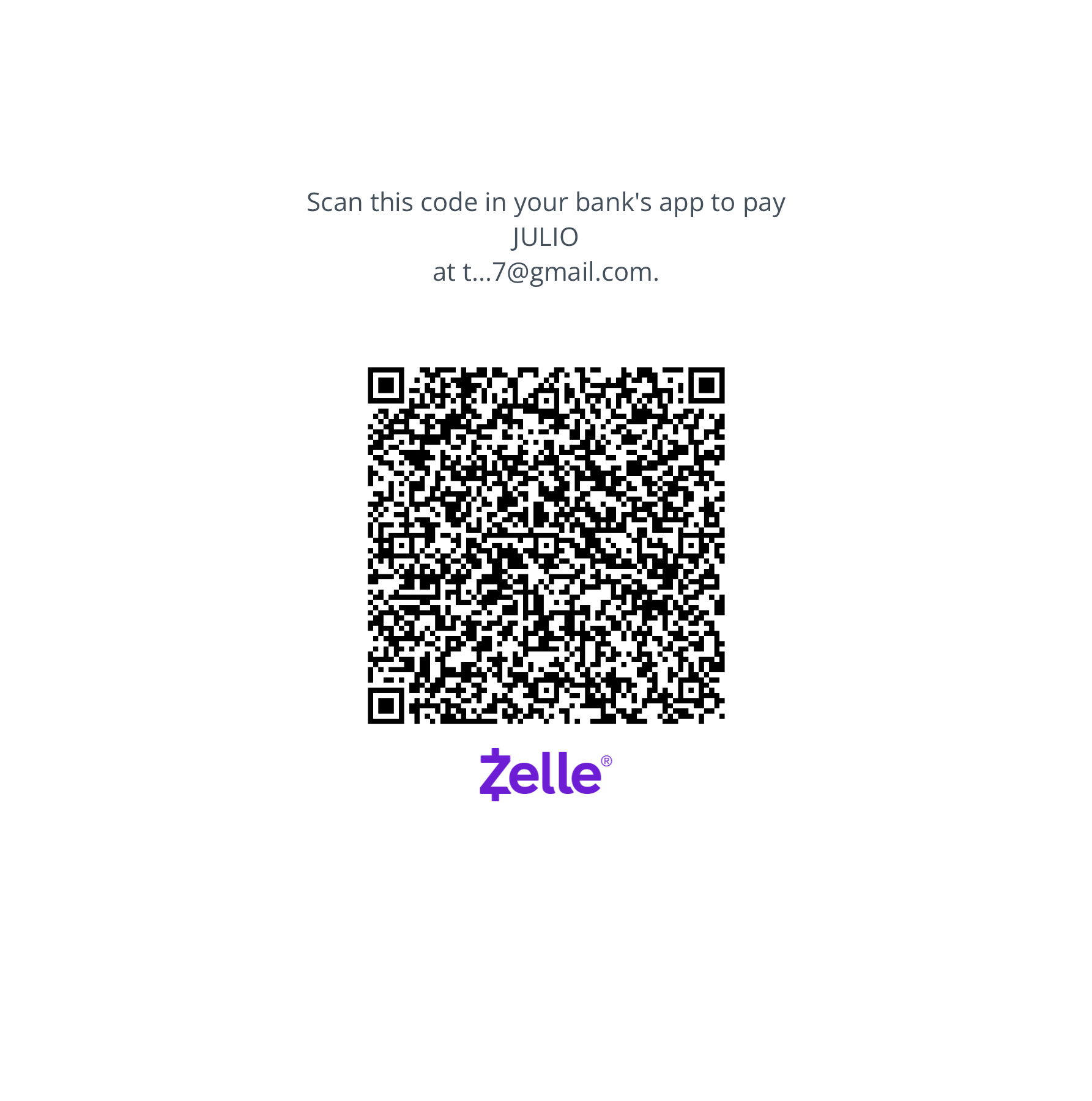 Código QR de Zelle para pagar a Julio César Fernandez