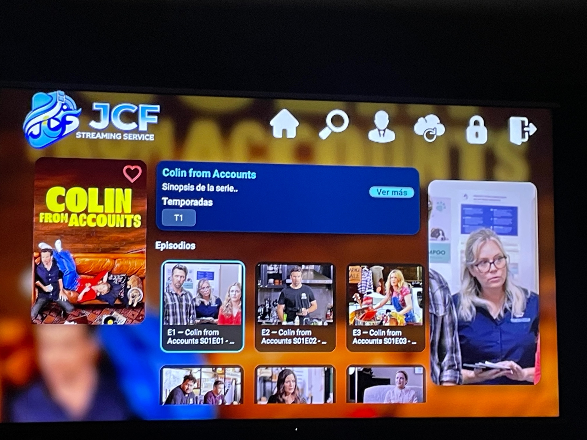 Interfaz de JCF Streaming — Favoritos personales